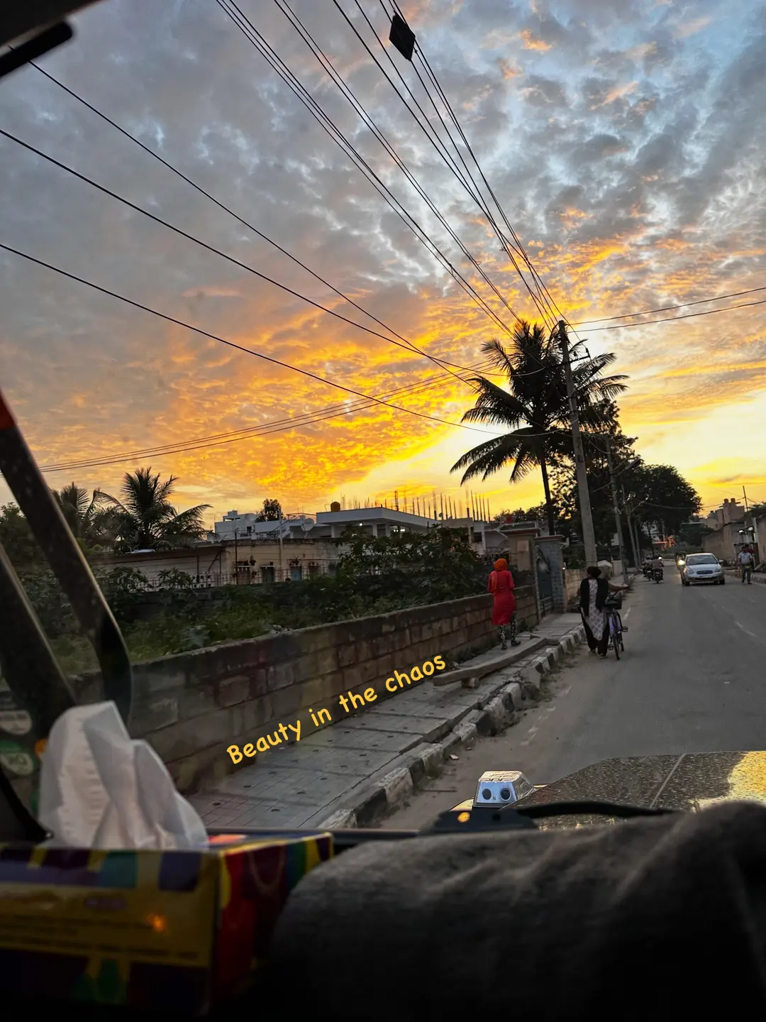 Sometimes, you just get lucky enough to capture a beautiful sky right through the car