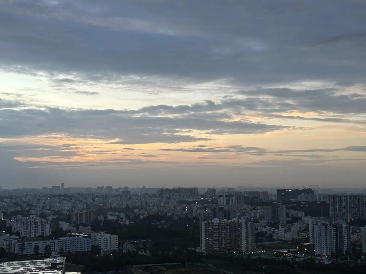 First light spreading over the city