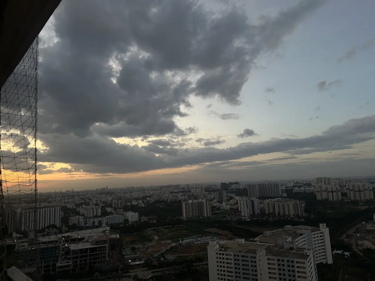 Heavy monsoon cloud massing over the city